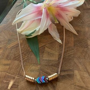 Oil Slick/ Gold Necklace